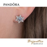 Pandora серьги блестящие снежинки 290590NBLMX