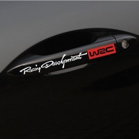 Наклейки на ручки авто WRC Белая с красным ( светоотражающая )