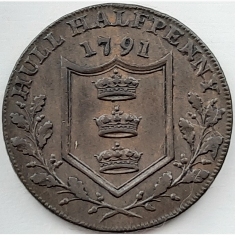 Фото 2. Англия, халл 1/2 пенни 1791 г отличное редкое состояние