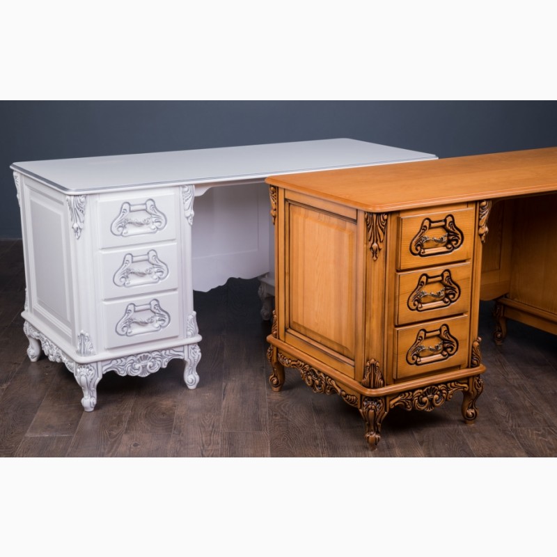 Фото 6. Белый деревянный стол Версаль для кабинета Барокко стиль