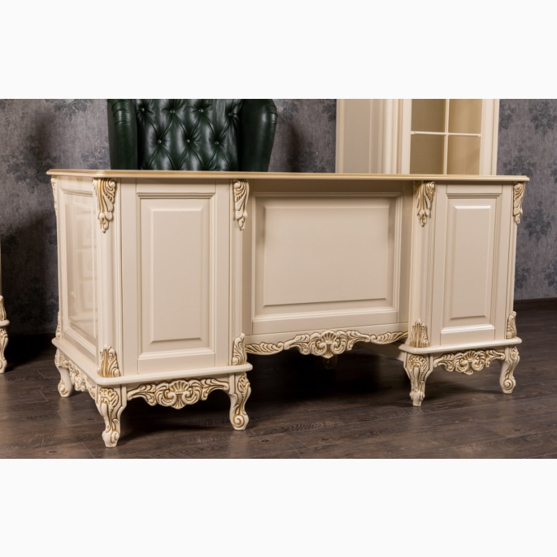 Фото 9. Белый деревянный стол Версаль для кабинета Барокко стиль