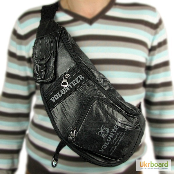 Фото 6. Сумка-рюкзак нагрудная текстильная черная Volunteer 1452-05