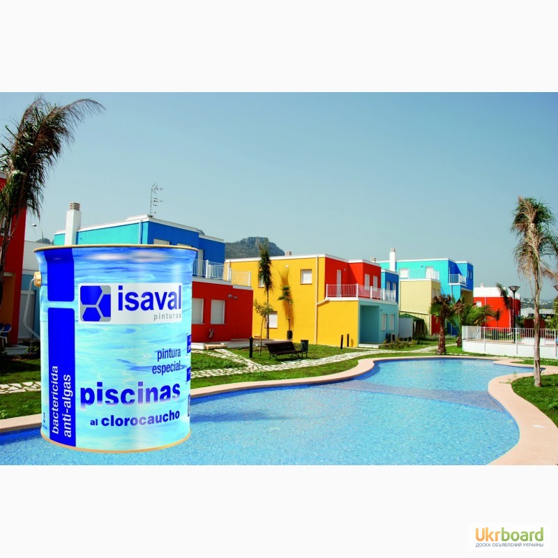 Фото 3. Краска для бетонных бассейнов, прудов, резервуаров ISAVAL Хлоркаучук 4 л голубой