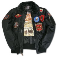 Куртка Top Gun Official B-15 Flight Bomber Jacket with Patches (чорна)