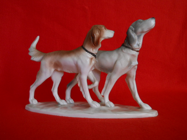Фото 2. Винтажная фарфоровая статуэтка Охотничьи собаки
