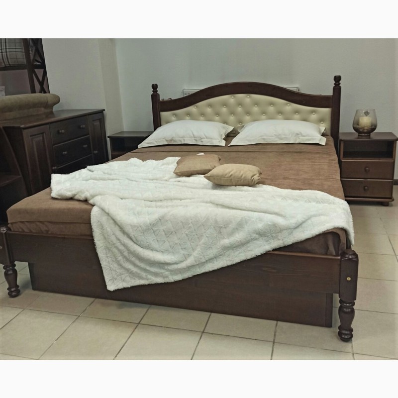 Двоспальне ліжко СК Л-2232 з натурального дерева з шухлядами