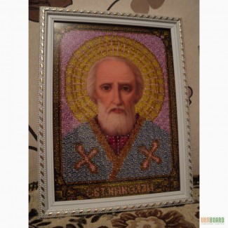 Ікона Святий Миколай Чудотворець,ручна робота бісером