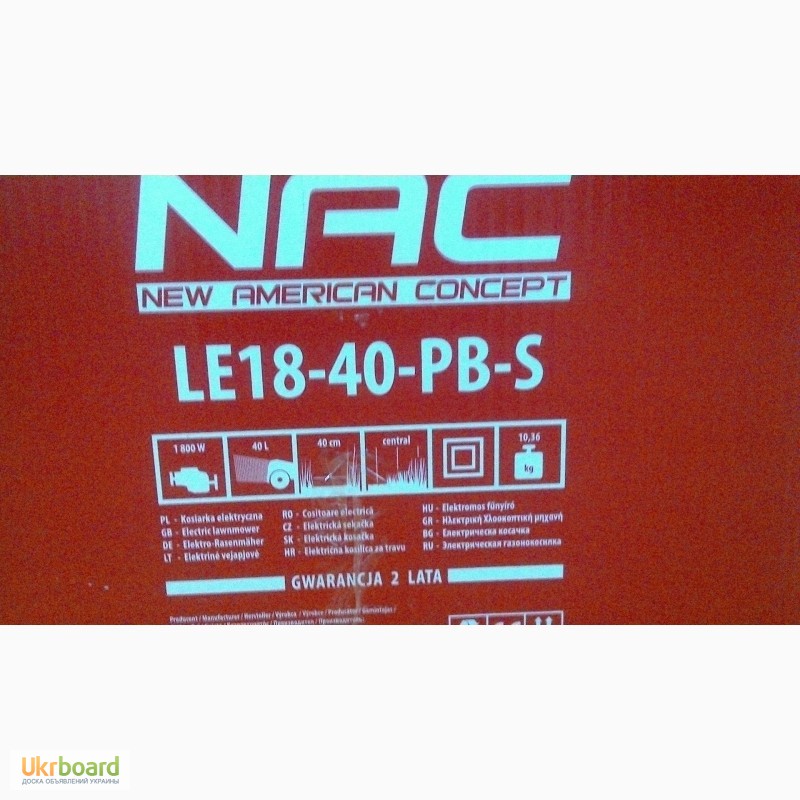 Фото 3. Електрична газонокосарка NAC LE18-40-PB-S 1800 W