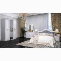 Классическая спальня Луиза белая с серебром