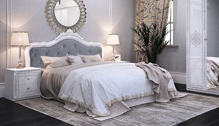 Фото 4. Классическая спальня Луиза белая с серебром