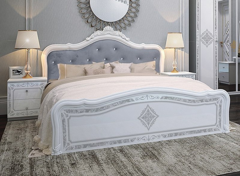 Фото 5. Классическая спальня Луиза белая с серебром