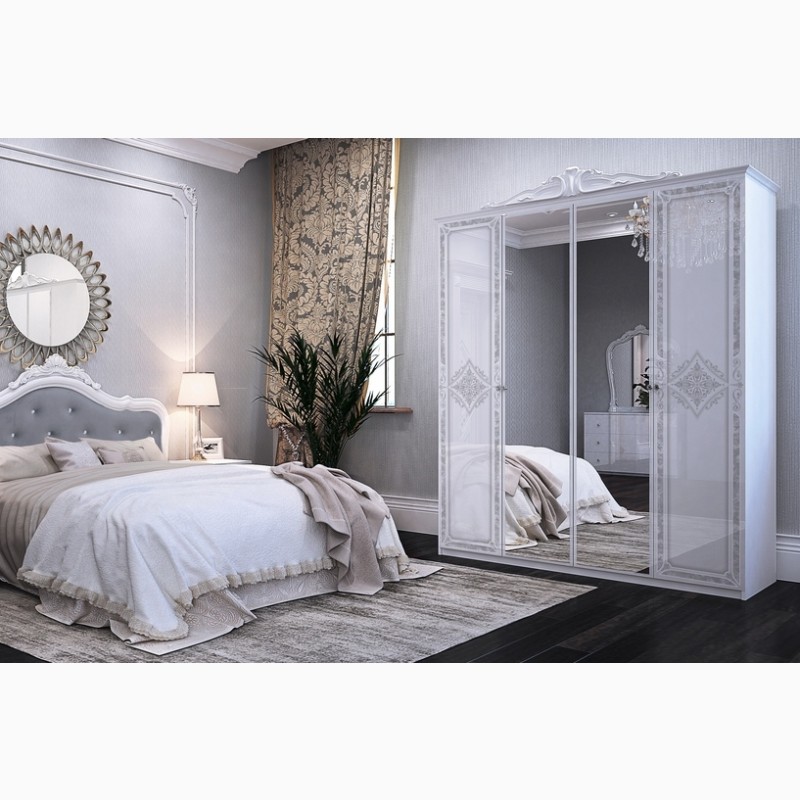 Фото 7. Классическая спальня Луиза белая с серебром