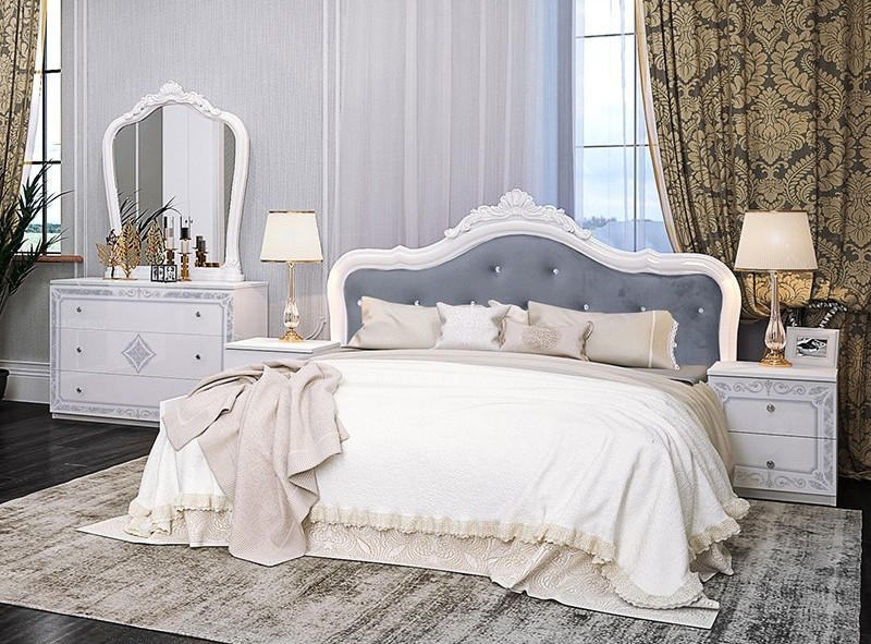 Фото 8. Классическая спальня Луиза белая с серебром