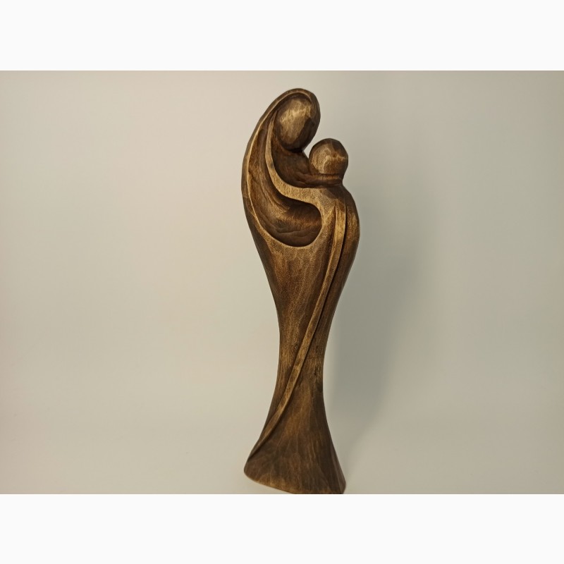 Фото 4. Жінка з дитиною 21.5 см, різьба по дереву, скульптура матері з дитиною, декор мінімалізм
