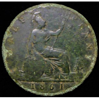 Англия 1/2 пенни 1861 год