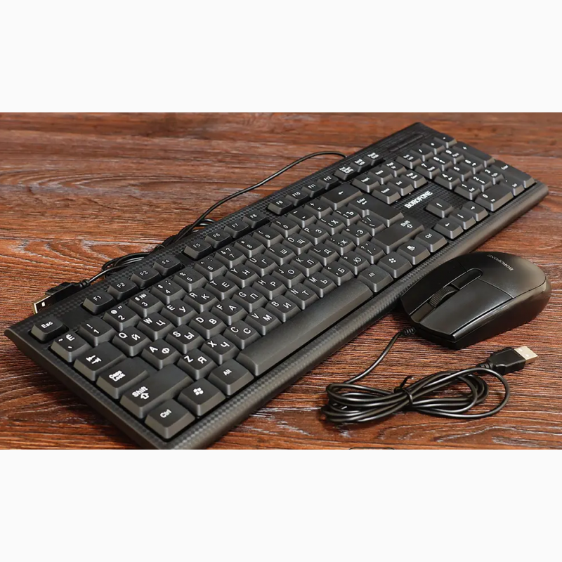 Фото 4. Клавіатура дротова + мишка Borofone BG6 практичний та якісний офісний комплект з дротових