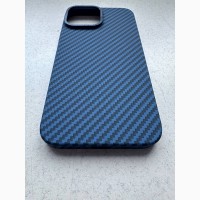 Карбоновый синий чехол Carbon Case with MagSafe на iPhone 13 pro mаx з магсейф Карбоновый