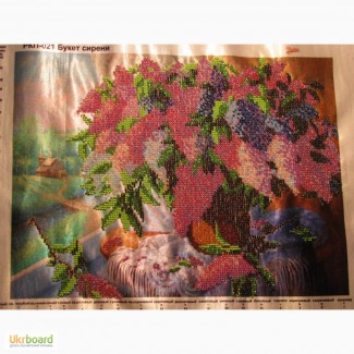 Картина вышита чешским бисером букет цветов