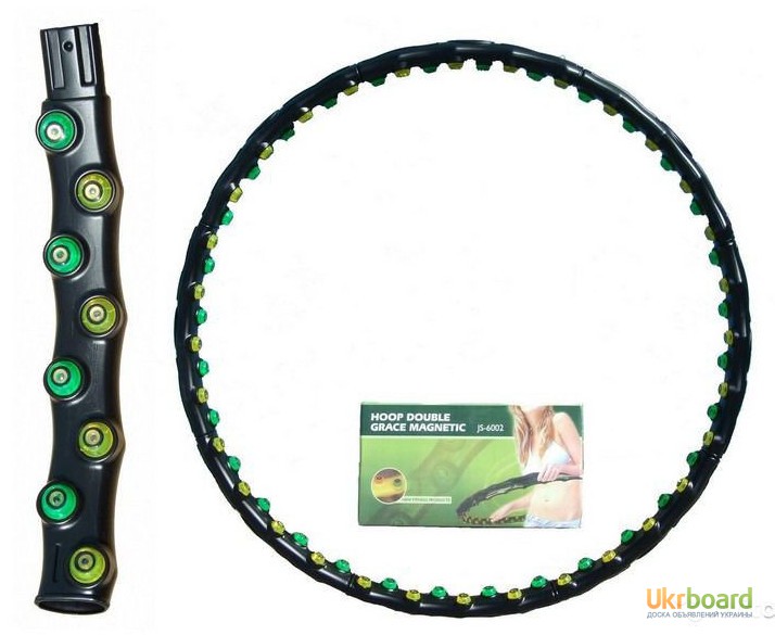 Фото 3. Обруч массажный JS-6002 (hula hoop, пластик, 2-х рядный, 8 секций, d-97см)