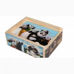 Панда КунгФу деревянные кубики 12шт. Развивающая игрушка из дерева