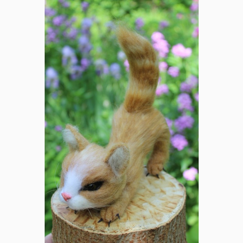 Фото 2. Котик валяна іграшка інтерєрна кошка хендмєйд игрушка валяная сувенір подарунок кот