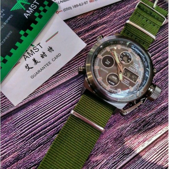 Фото 2. Тактичний годинник| Наручний годинник|AMST MOUNTAIN GREEN