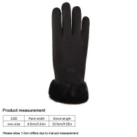 Теплые женские перчатки сенсорные штучная замша с мехом, жіночі рукавиці, чёрные