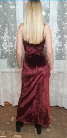 Платье бордовое выпускное, вечернее, в пол в единственном экземпляре. Разм. S