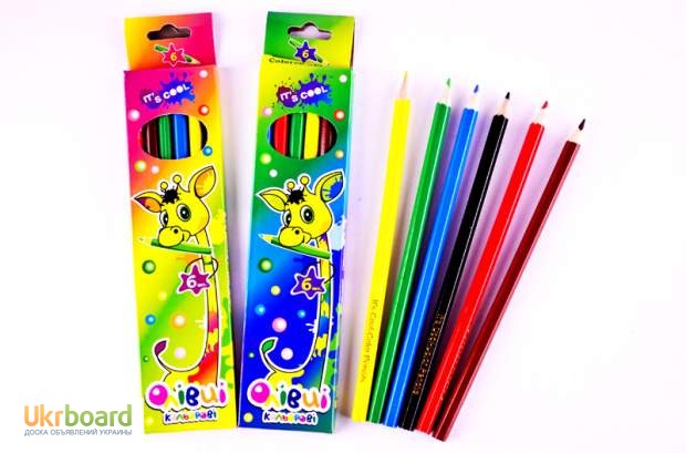 Набор цветных карандашей 6, 12 цветов в картонной коробке