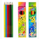 Набор цветных карандашей 6, 12 цветов в картонной коробке