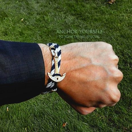 Фото 6. Мужской браслет с якорем в стиле CASUAL - чёрный. Браслет на руку