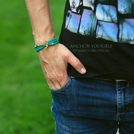 Фото 7. Мужской браслет с якорем в стиле CASUAL - чёрный. Браслет на руку