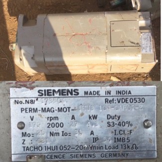 Электродвигатели SIEMENS. PERM-MAG-MOT -1NU3-104 QAH01. 579в. 2000об/мин.27а. 4квт. -3шт