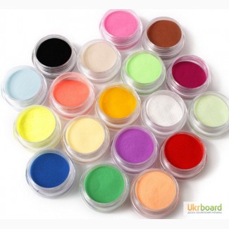 Акриловая цветная пудра комплект - 18 цветов для дизайна ногтей