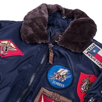 Top Gun Official B-15 Flight Bomber Jacket with Patches (синій)