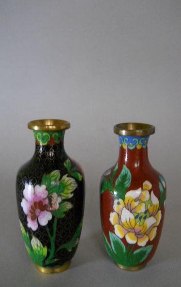 Фото 3. Две винтажные Китайские вазы клуазоне