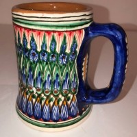 Бокал Риштанская Керамика керамический 500 мл Кружка узбекская азиатский голубой