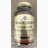 Магній з вітаміном В6, 250 капсул, Solgar США