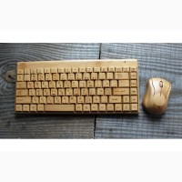 Комплект беспроводная деревянная клавиатура и мышка