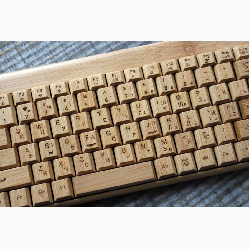 Фото 4. Комплект беспроводная деревянная клавиатура и мышка