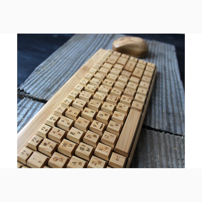 Фото 7. Комплект беспроводная деревянная клавиатура и мышка