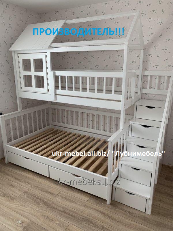 Фото 2. Кровать двухъярусная деревянная Домик плюс, двоярусне (двоповерхове) ліжко
