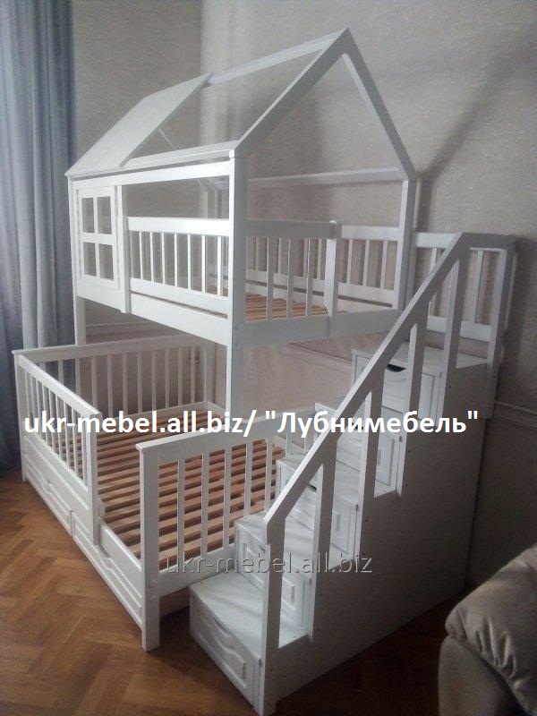 Фото 5. Кровать двухъярусная деревянная Домик плюс, двоярусне (двоповерхове) ліжко