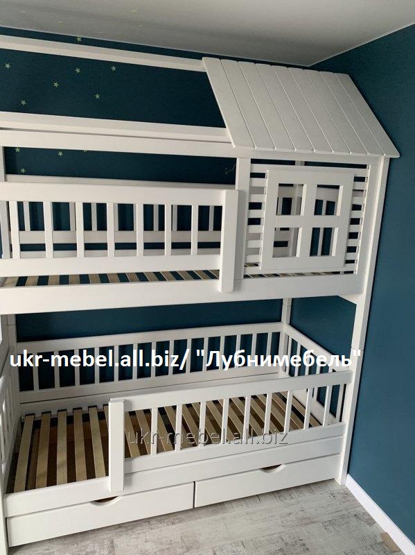 Фото 6. Кровать двухъярусная деревянная Домик плюс, двоярусне (двоповерхове) ліжко