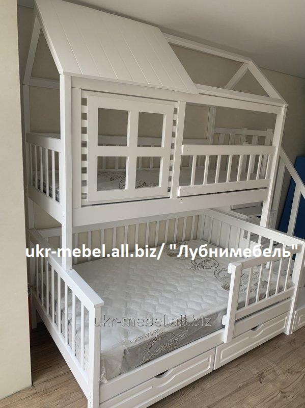 Фото 8. Кровать двухъярусная деревянная Домик плюс, двоярусне (двоповерхове) ліжко