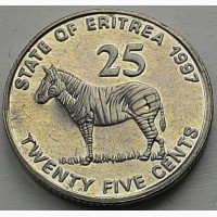 Эритрея 25 центов 1997 год ОТЛИЧНАЯ