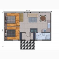 Комплект одноэтажного дома из СИП панелей. Проект Колибри, S=56.35 М²