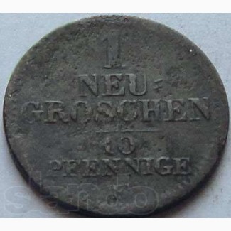 Саксония 1 Neugroschen / 10 Pfennige 1855 г Серебро РЕДКАЯ