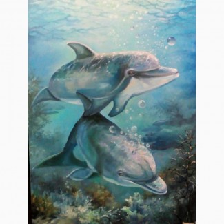Картина маслом Черноморские дельфины