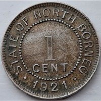 Северное Борнео 1 цент 1921 год РЕДКАЯ!!!!!! е399
